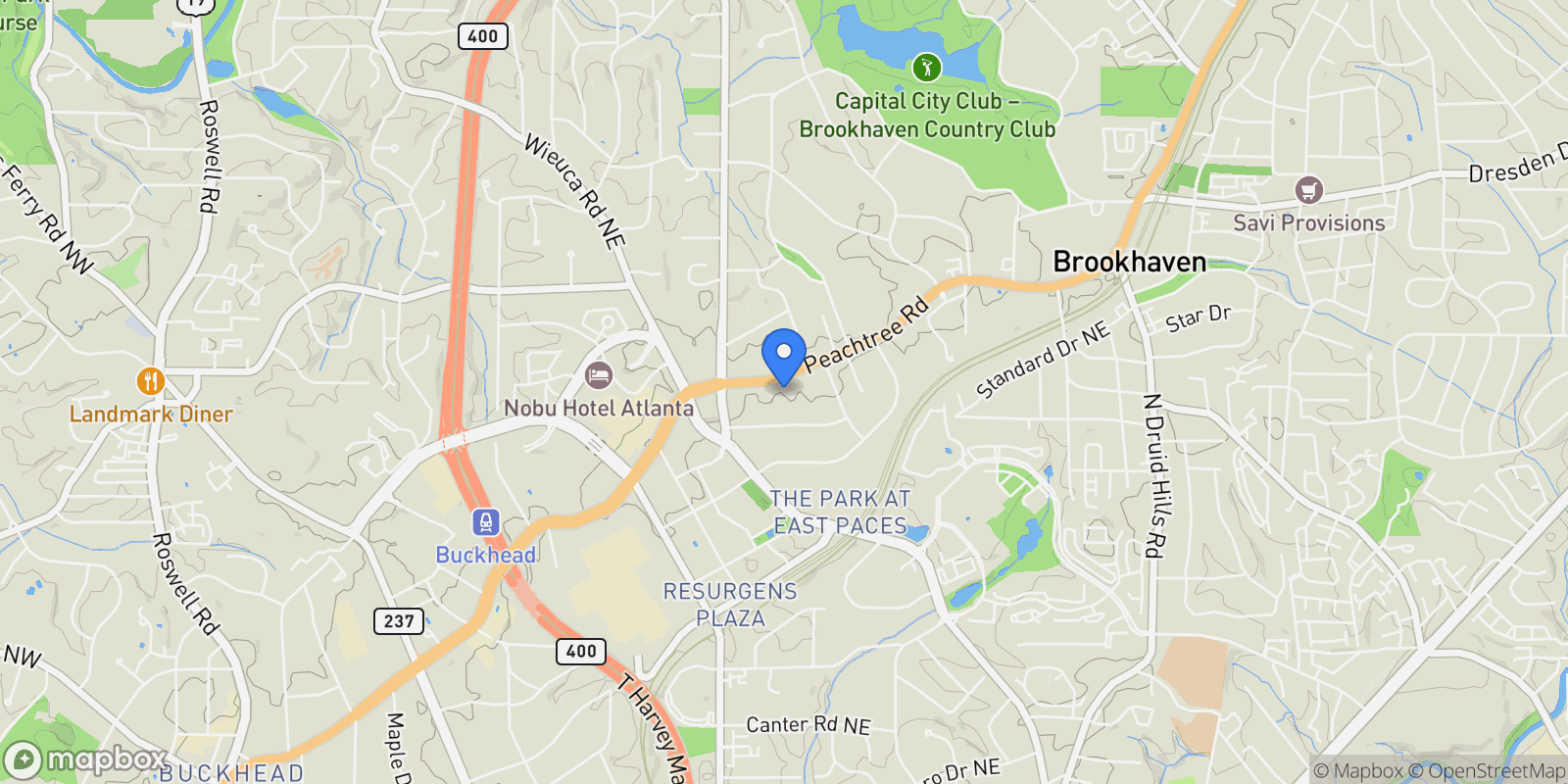 Map showing 3667 Peachtree Road No. 13, Atlanta, GA 30319, Brookhaven, Georgia, United States.