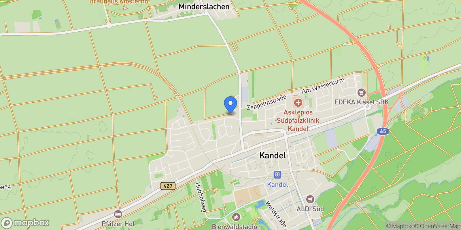 Map showing Kandel, Rhineland-Palatinate, Germany.