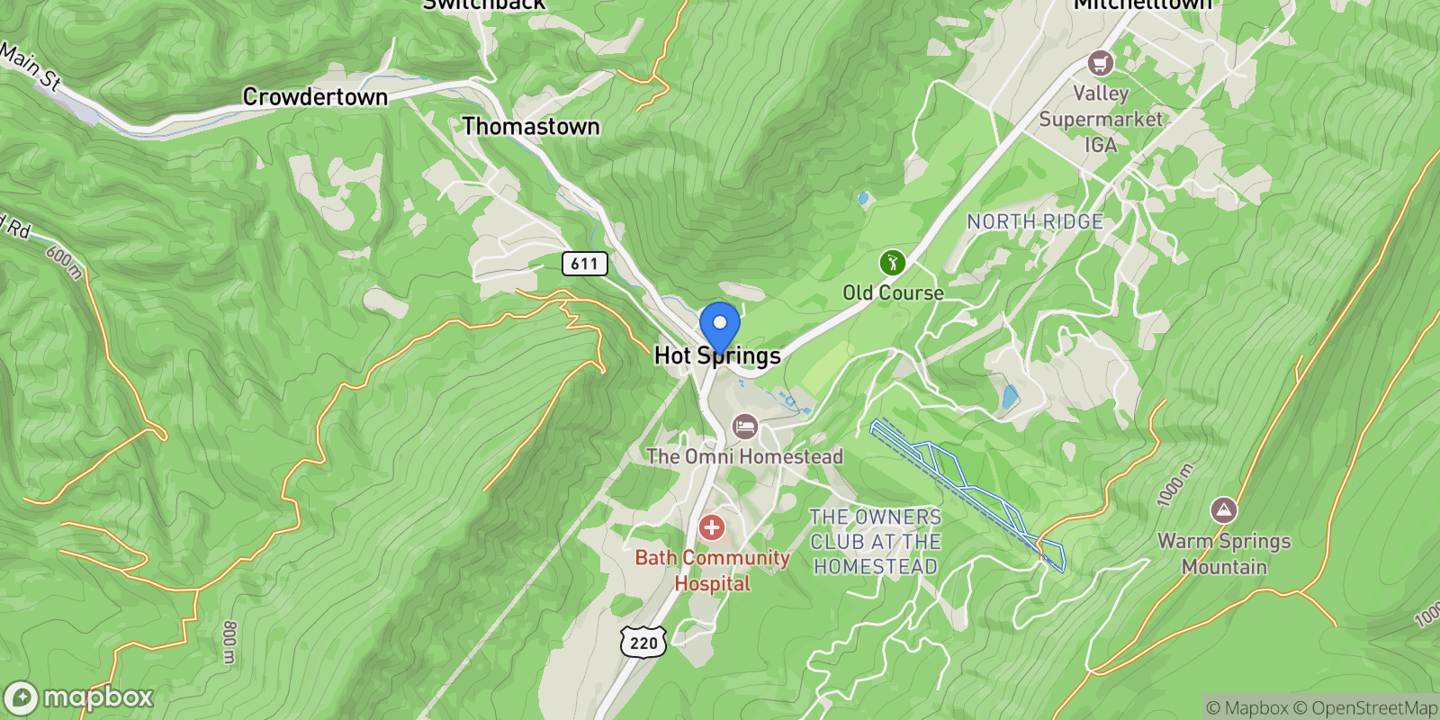 Map showing Hot Springs, VA, 24445, USA, Hot Springs, Virginia, United States.