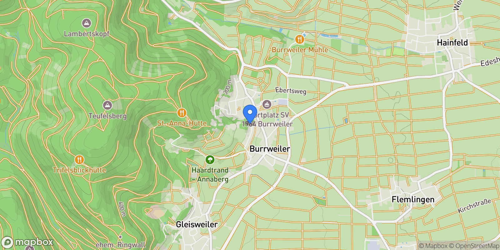 Map showing Burrweiler, Rhineland-Palatinate, Germany.