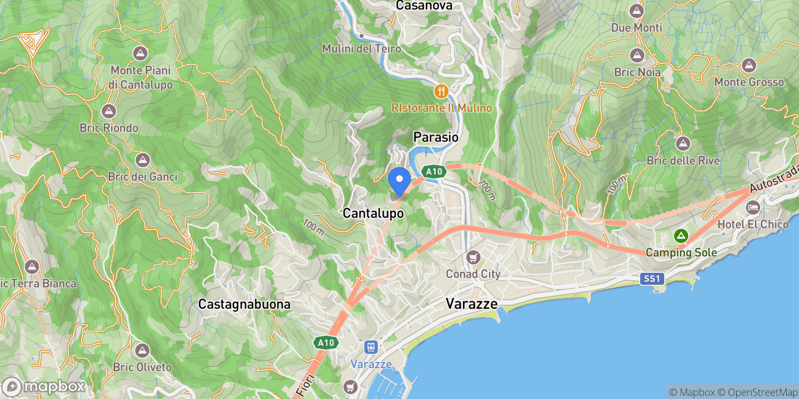 Map showing 17019 Cantalupo, Province of Savona, Italy, Varazze, Liguria, Italy.