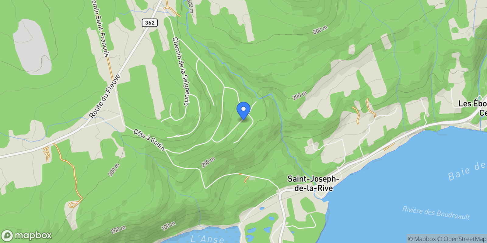 Map showing 633 Prom. du Censitaire, Les Éboulements, QC G0A2M0, Saint-Joseph-de-la-Rive, Quebec, Canada.