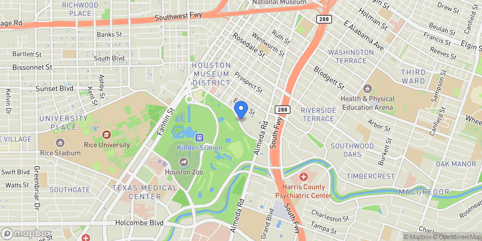 Map showing 1701 Hermann Drive Drive 27CE, Houston, Texas, United States.