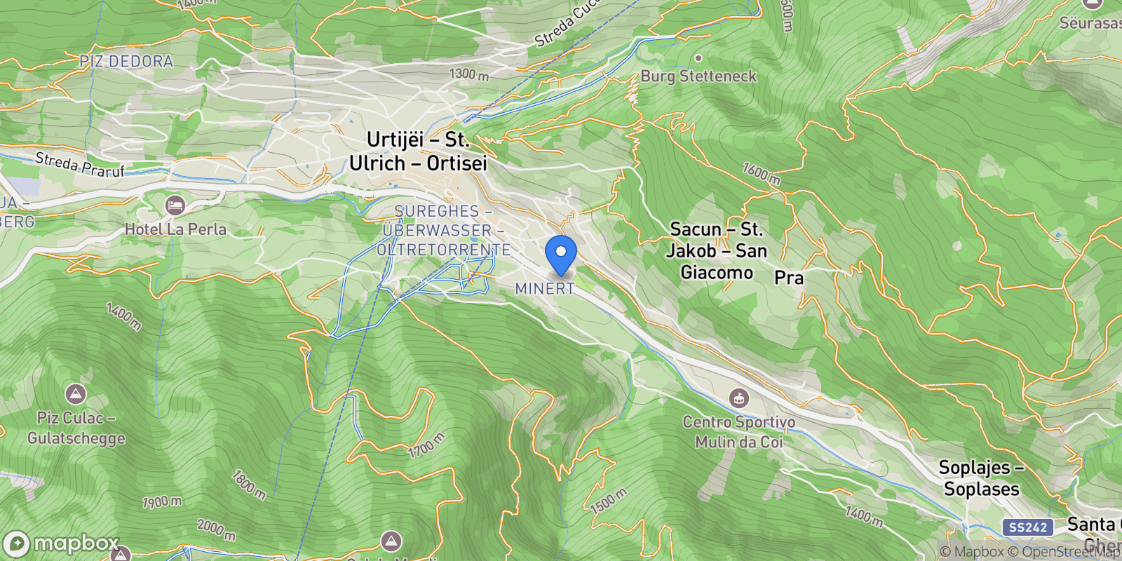 Map showing Streda Tresval, 60, 39046 Ortisei BZ, Italy, Urtijëi, Trentino-South Tyrol, Italy.