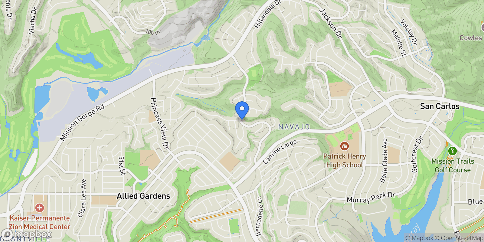 Map showing 7427 Margerum Ave, San Diego, California, United States.