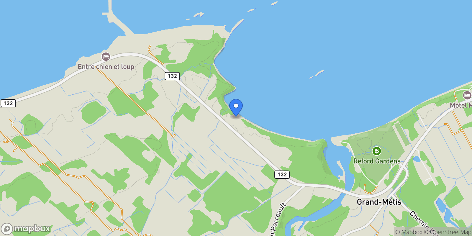 Map showing Route de la Mer, Sainte-Flavie, QC G0J2L0, Sainte-Flavie, Quebec, Canada.