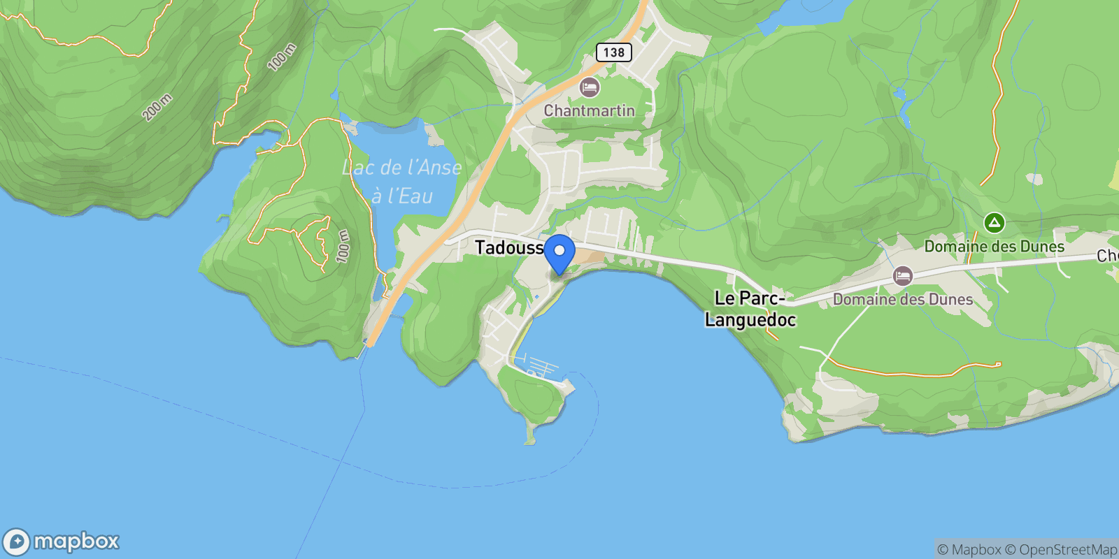 Map showing 176 Rue du Bord de l'Eau, Tadoussac, QC G0T2A0, Tadoussac, Quebec, Canada.