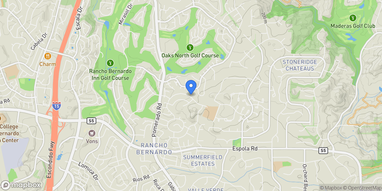 Map showing 17570 Montero Rd, San Diego, California, United States.