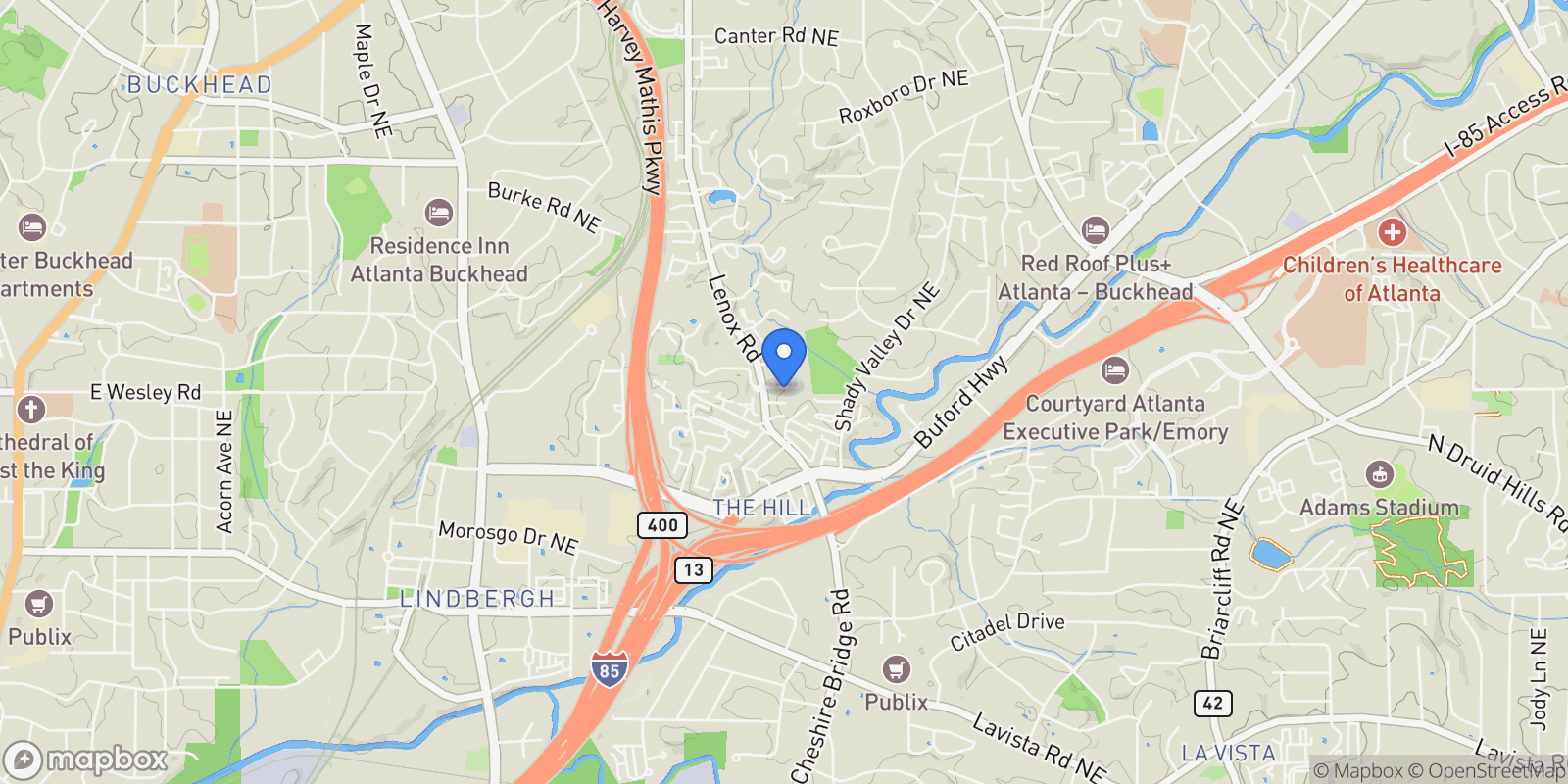 Map showing 923 Lenox Hill Court NE, Atlanta, GA 30324, Atlanta, Georgia, United States.