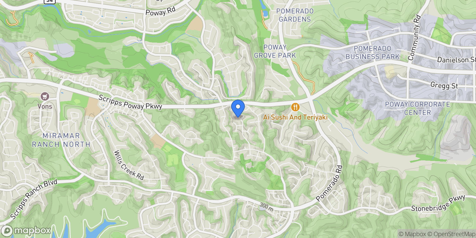 Map showing 11810 Evergold St, San Diego, California, United States.