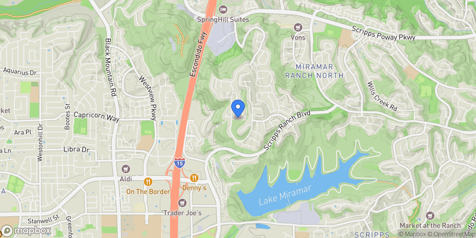 Map showing 10435 Westward Ct, San Diego, California, United States.