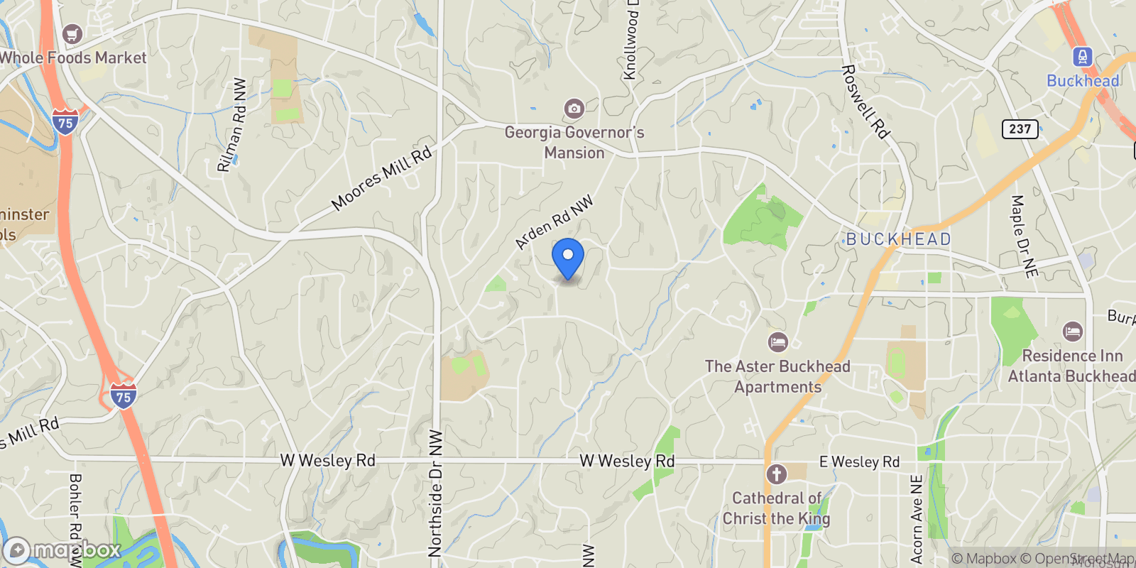 Map showing 3033 E Pine Valley Road NW, Atlanta, GA 30305, Atlanta, Georgia, United States.