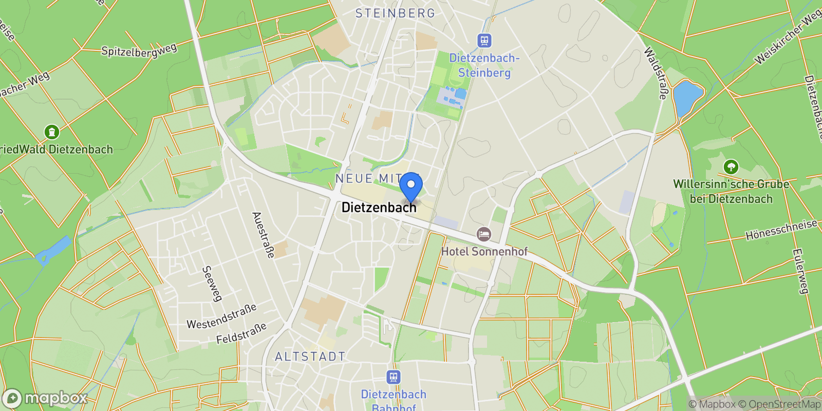 Map showing Dietzenbach, Hessen, Germany.