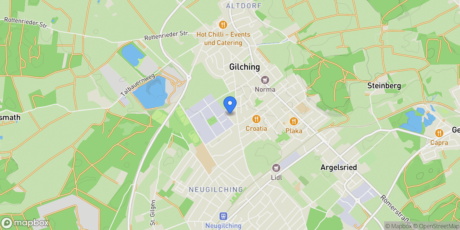 Map showing Gilching, Bavaria, Germany.