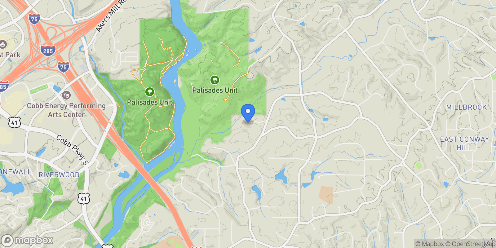 Map showing 1430 N Harris Ridge, Atlanta, GA 30327, Atlanta, Georgia, United States.