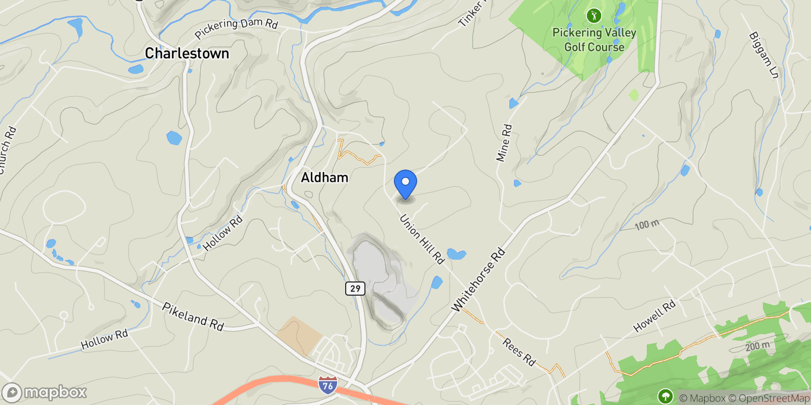 Map showing 2110 UNION HILL, MALVERN, PA, 19355, USA, Malvern, Pennsylvania, United States.