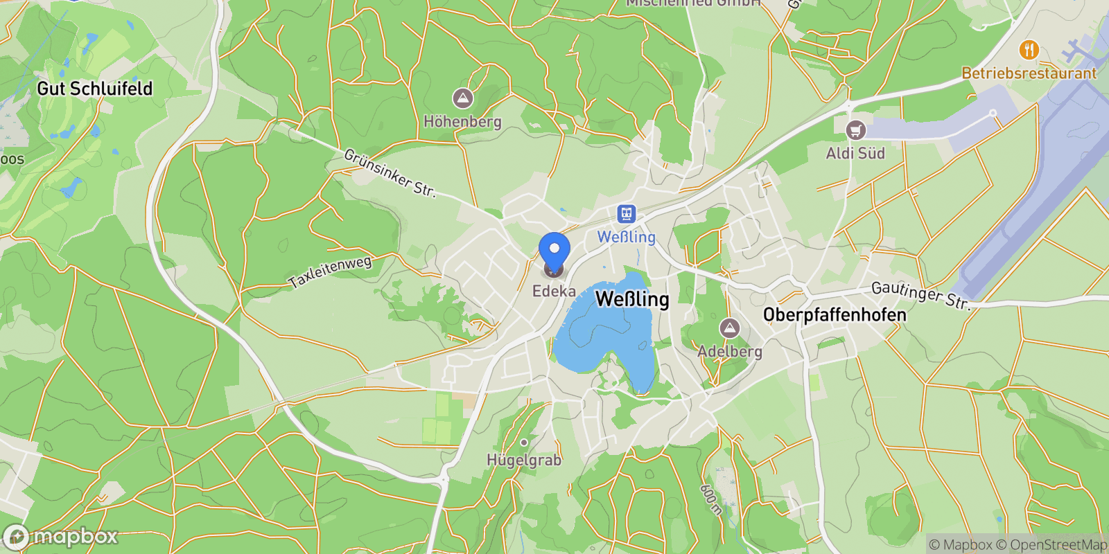 Map showing Weßling, Bavaria, Germany.