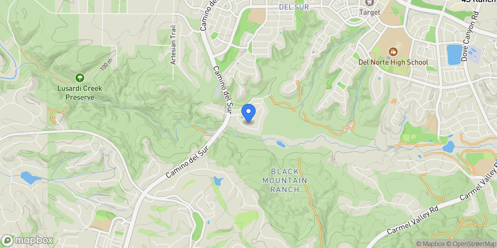 Map showing 8119 Auberge Circle, Rancho Santa Fe, California, United States.