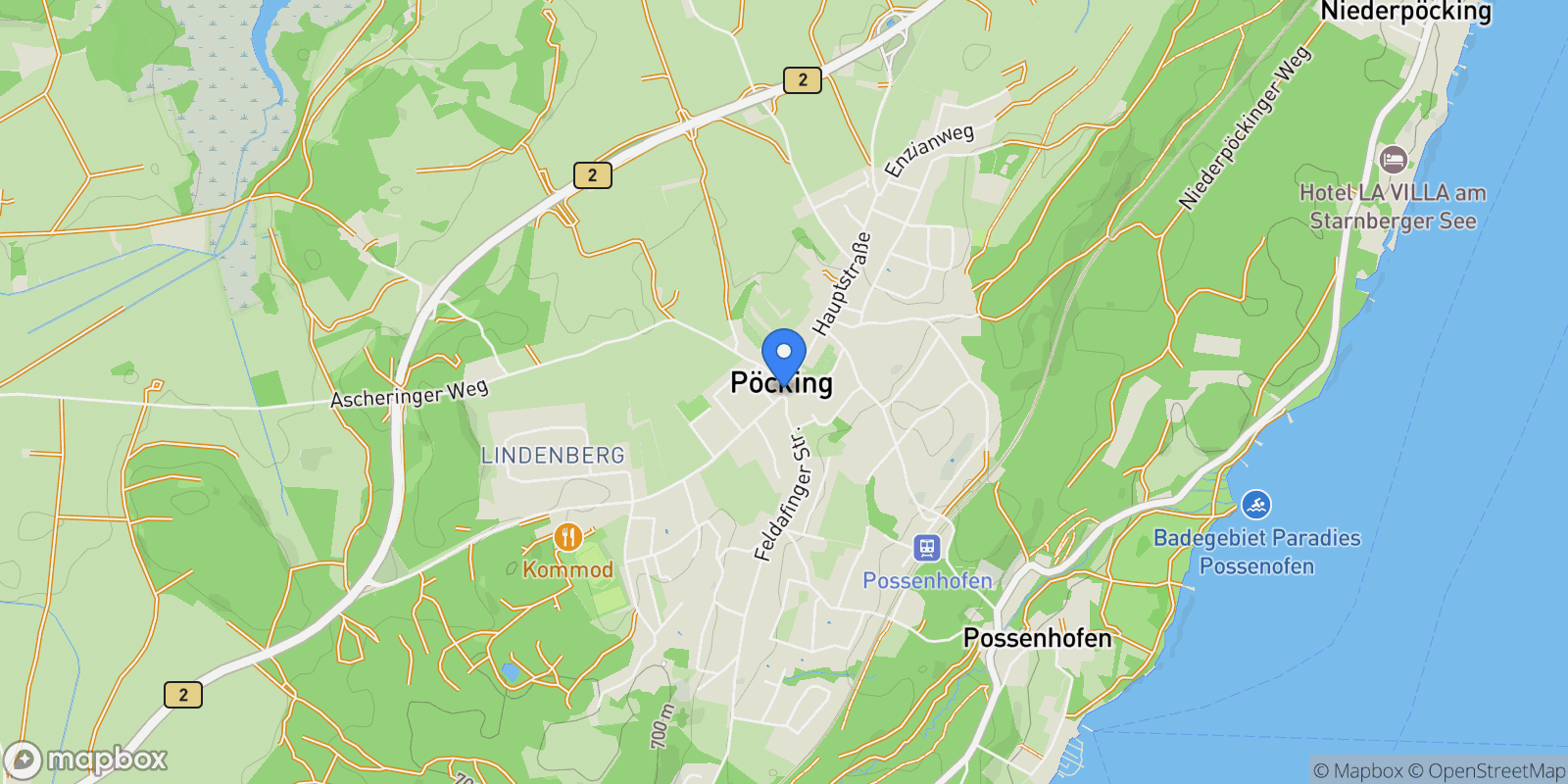Map showing Pöcking, Bavaria, Germany.