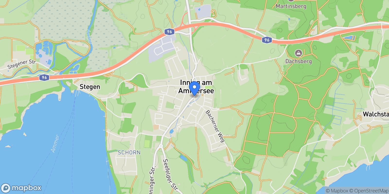 Map showing Inning am Ammersee, Bavaria, Germany.