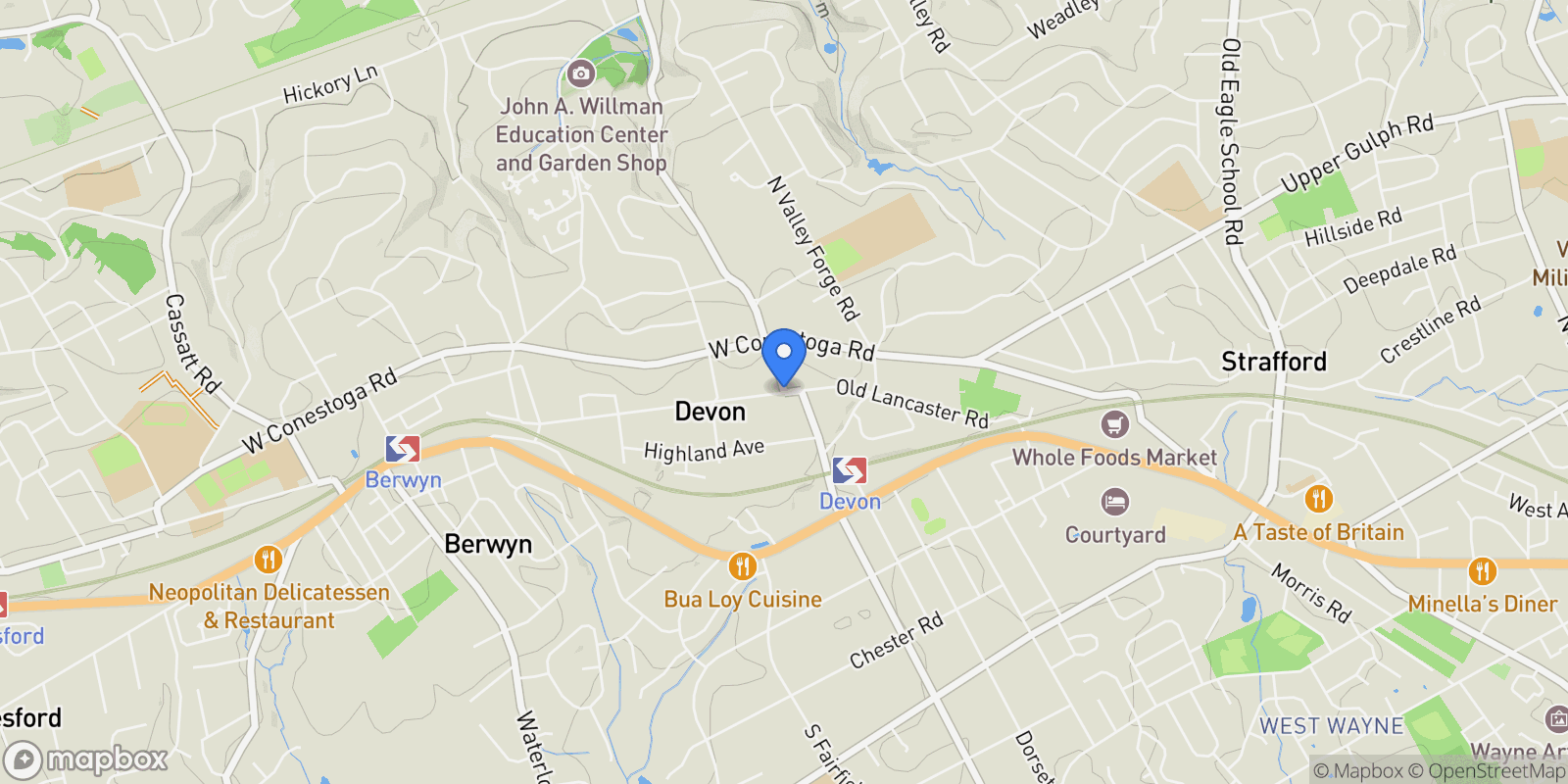Map showing LOT 8 ROSE GLENN, DEVON, PA, 19333, USA, Devon, Pennsylvania, United States.