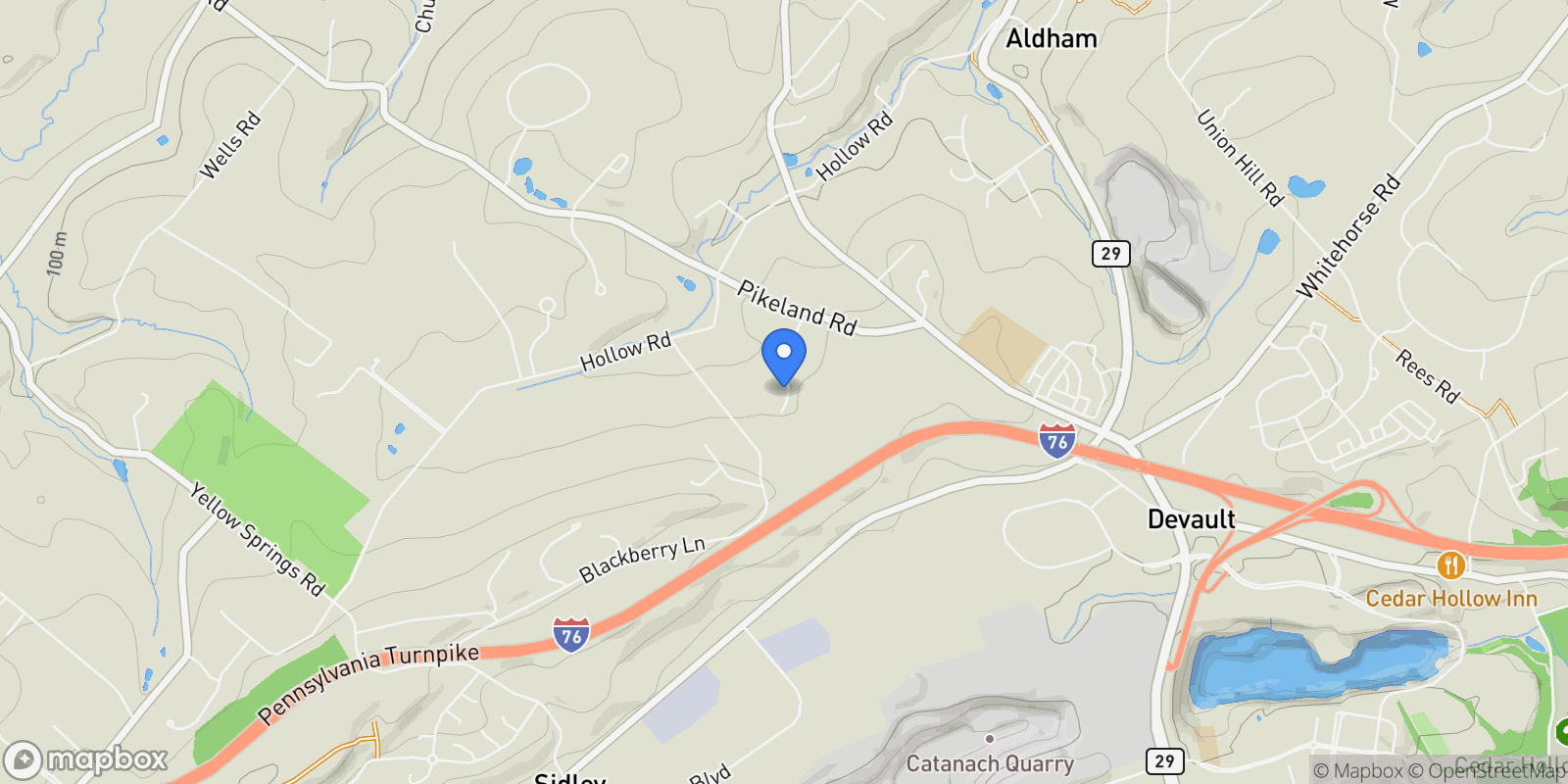 Map showing 20 CONSTANT SPRING RD, MALVERN, PA, 19355, USA, Malvern, Pennsylvania, United States.