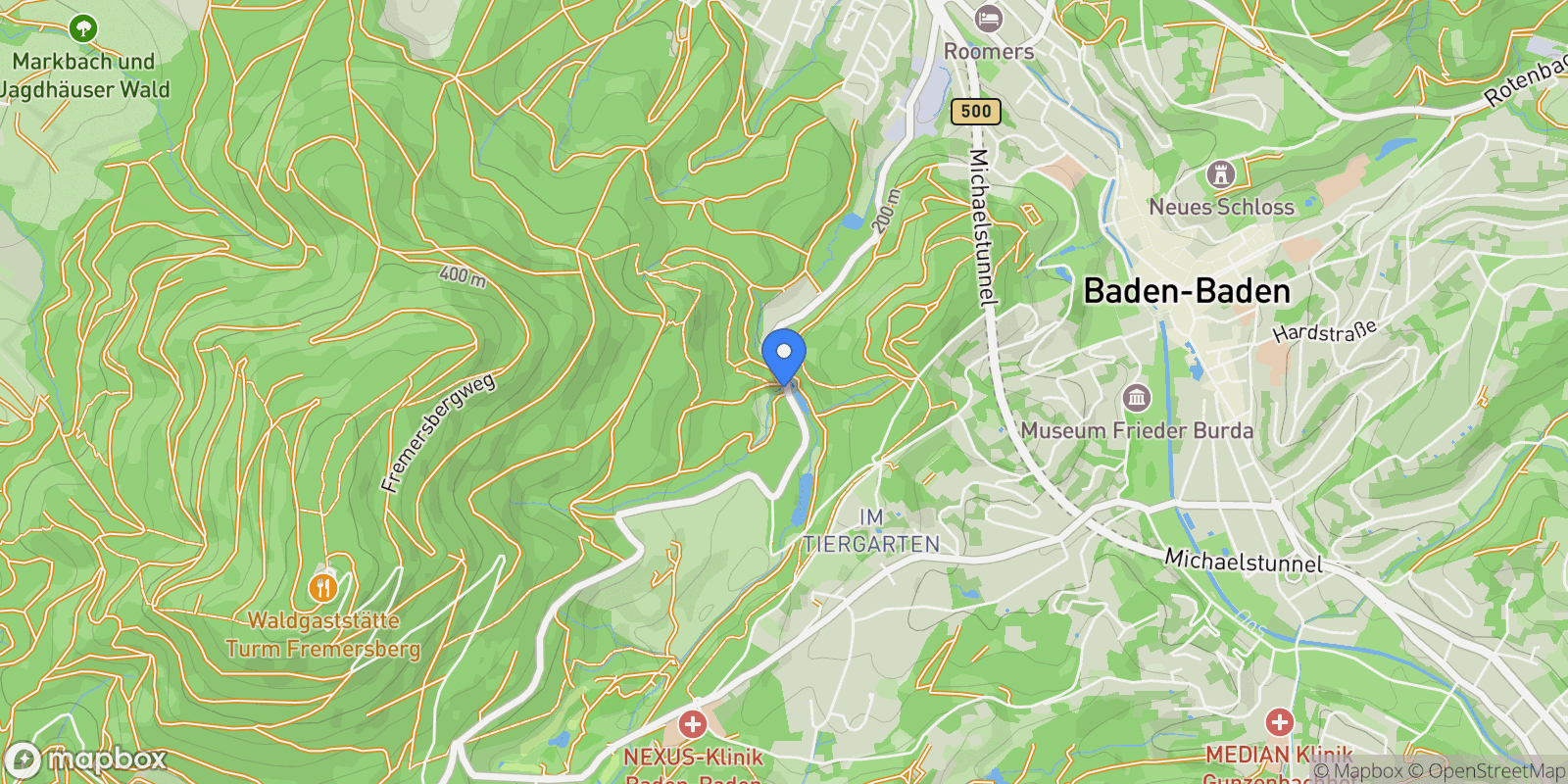 Map showing Baden-Baden, Baden-Württemberg, Germany.