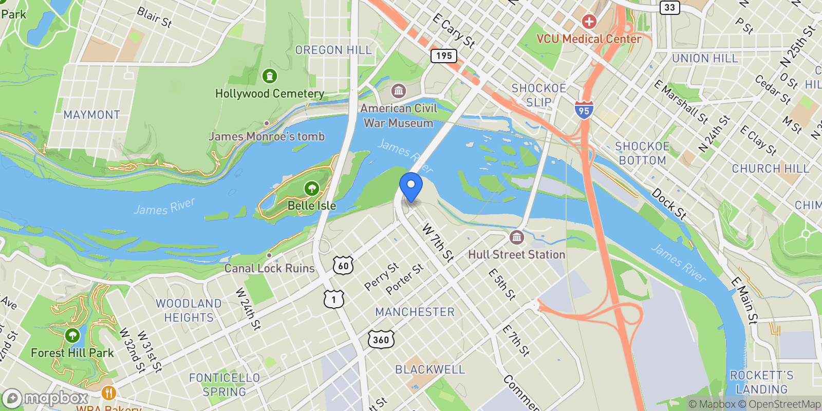 Map showing 509 W 7th St, Richmond, VA, 23224, USA, Richmond, Virginia, United States.