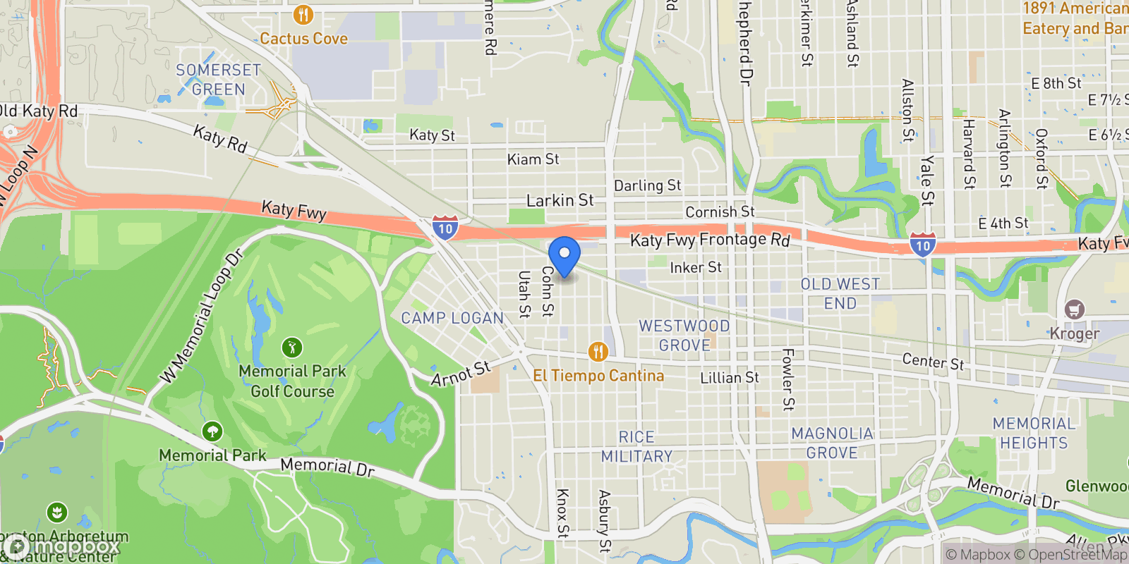 Map showing 1522 Knox Street, Houston, Texas, United States.