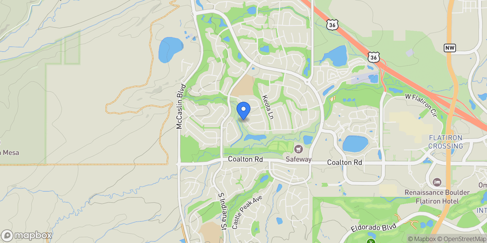 Map showing 882 Eldorado Drive, Lafayette, Colorado, United States.