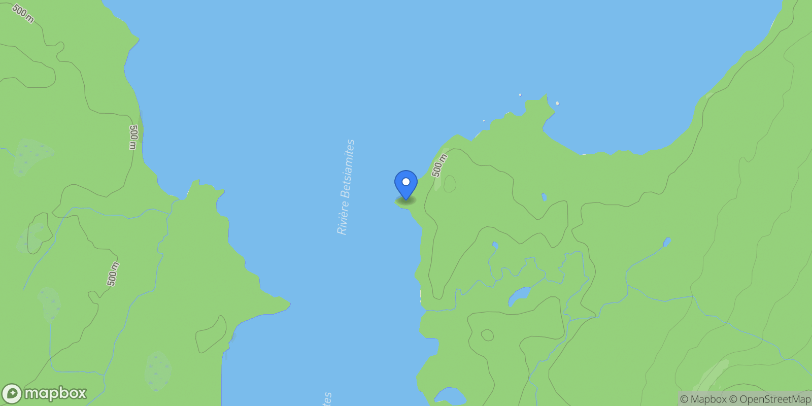 Map showing 1 Bassin Rivières-Betsiamites, Lac Manouanis, Mont-Valin, QC H0H0H0, Saint-Fulgence, Quebec, Canada.