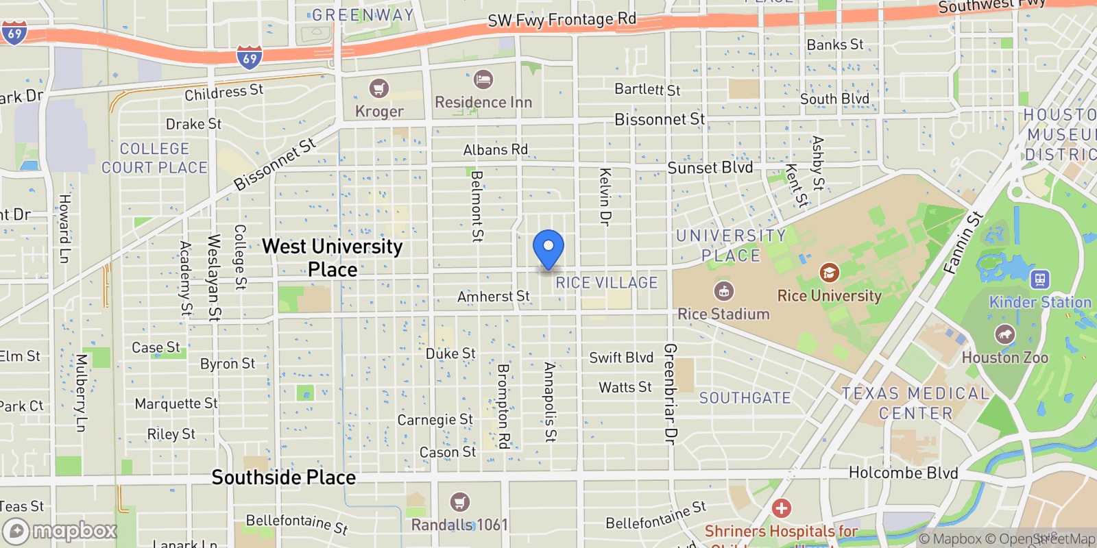 Map showing 6106 Fordham Street, Houston, Texas, United States.