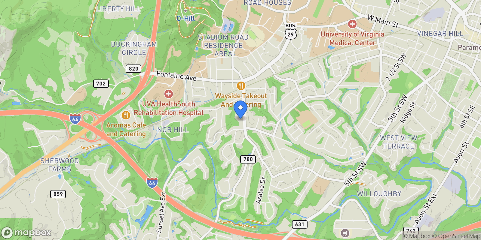 Map showing 2425 JEFFERSON PARK AVE, Charlottesville, VA, 22903, USA, Charlottesville, Virginia, United States.