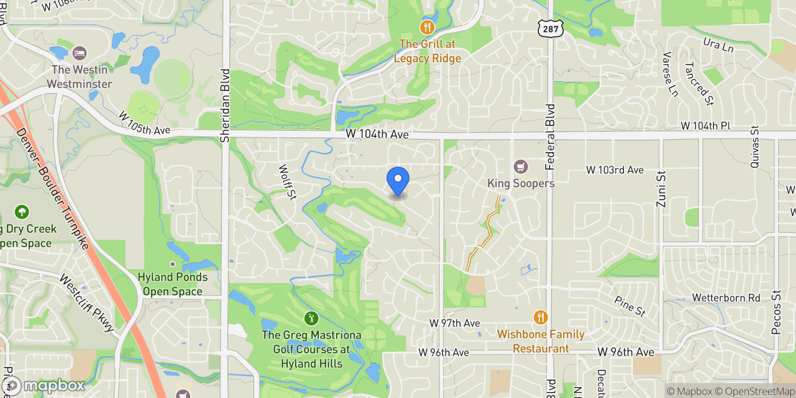 Map showing 3770 W 101st Avenue, Westminster, Colorado, United States.