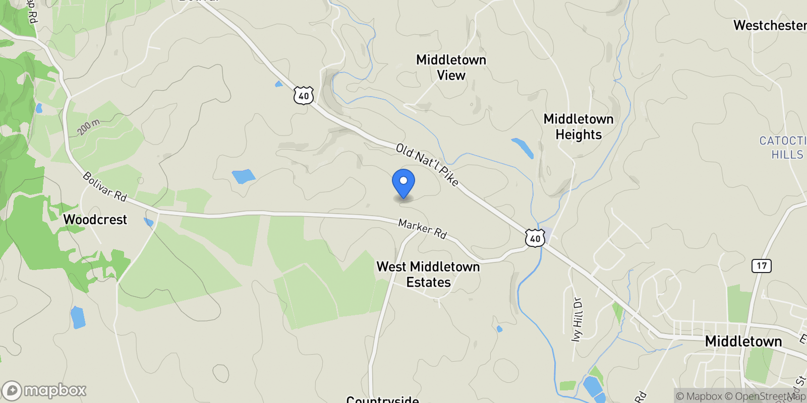Map showing 2730 MARKER RD, MIDDLETOWN, MD, 21769, USA, Middletown, Maryland, United States.