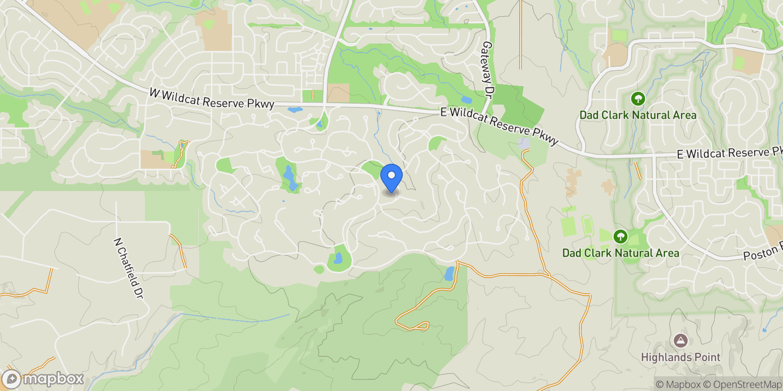 Map showing 10703 Braesheather Court, Highlands Ranch, Colorado, United States.