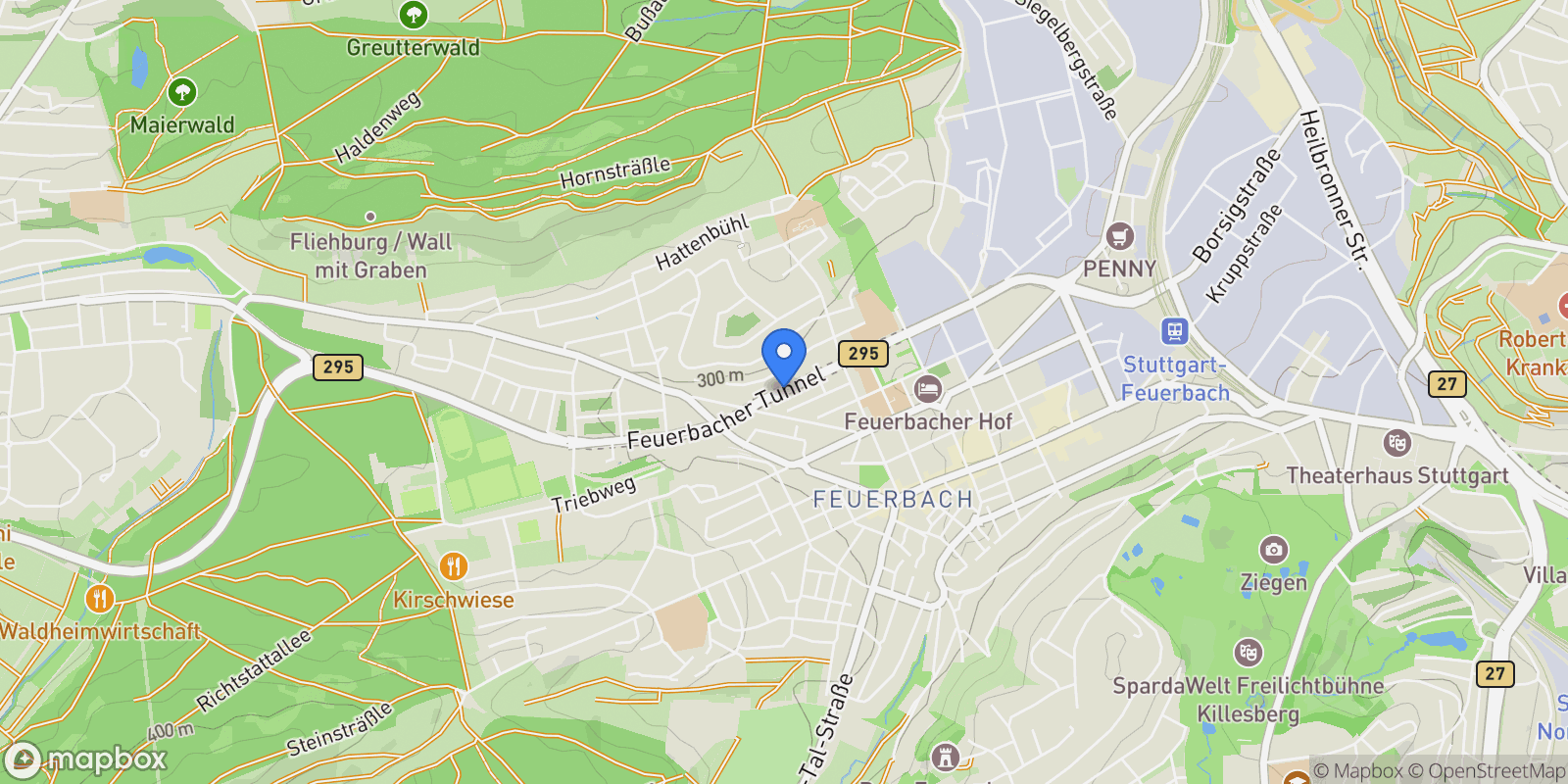 Map showing Stuttgart, Baden-Württemberg, Germany.