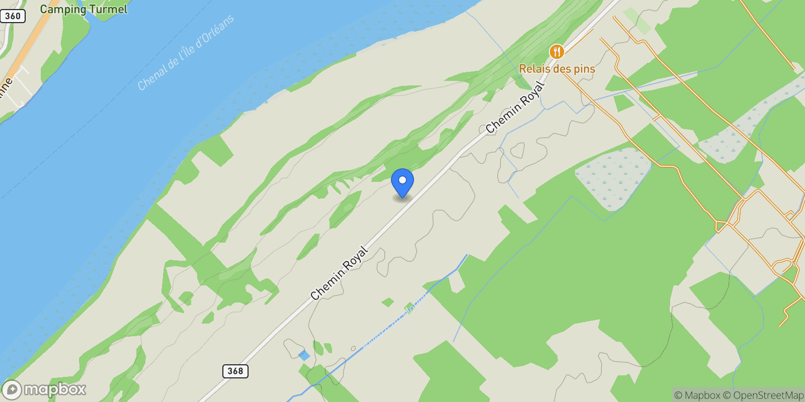 Map showing 1915 Ch. Royal, Saint-Pierre-de-l'Île-d'Orléans, QC G0A4E0, Saint-Pierre-de-l'Île-d'Orléans, Quebec, Canada.