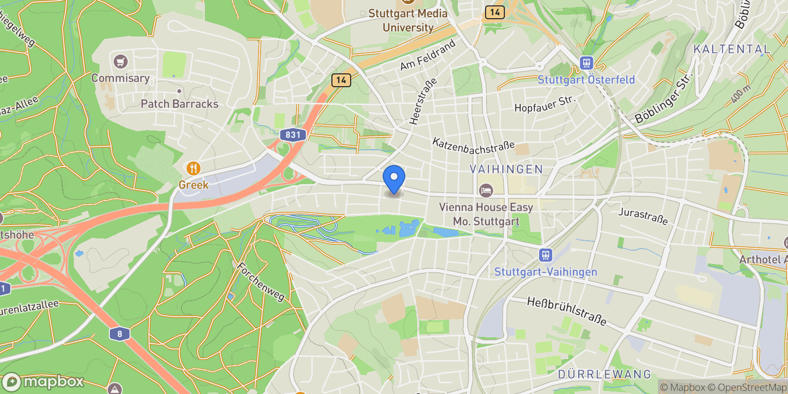 Map showing Stuttgart, Baden-Württemberg, Germany.