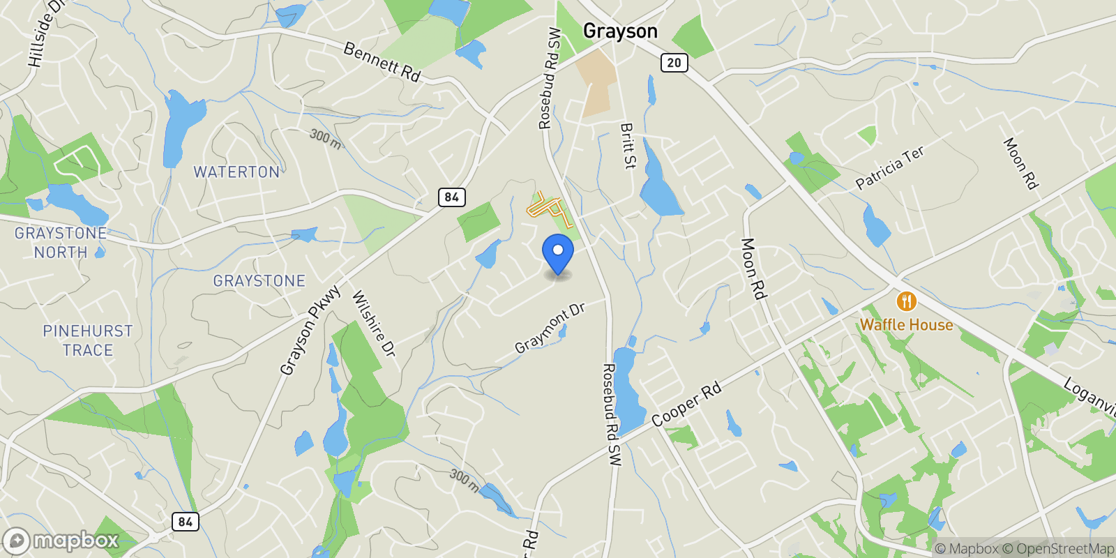 Map showing 692 Heritage Post Lane, Grayson, Georgia, United States.