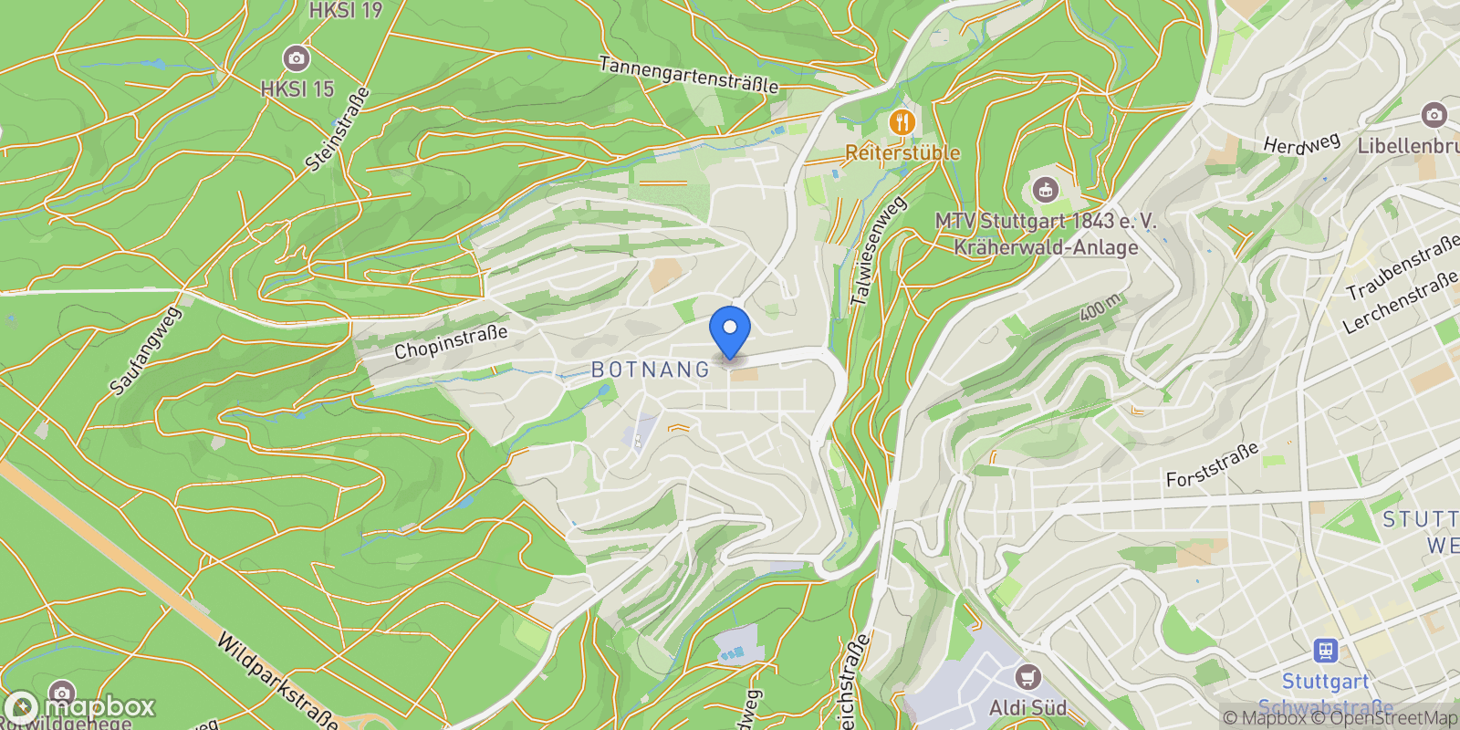 Map showing Stuttgart, Baden-Württemberg, Germany.
