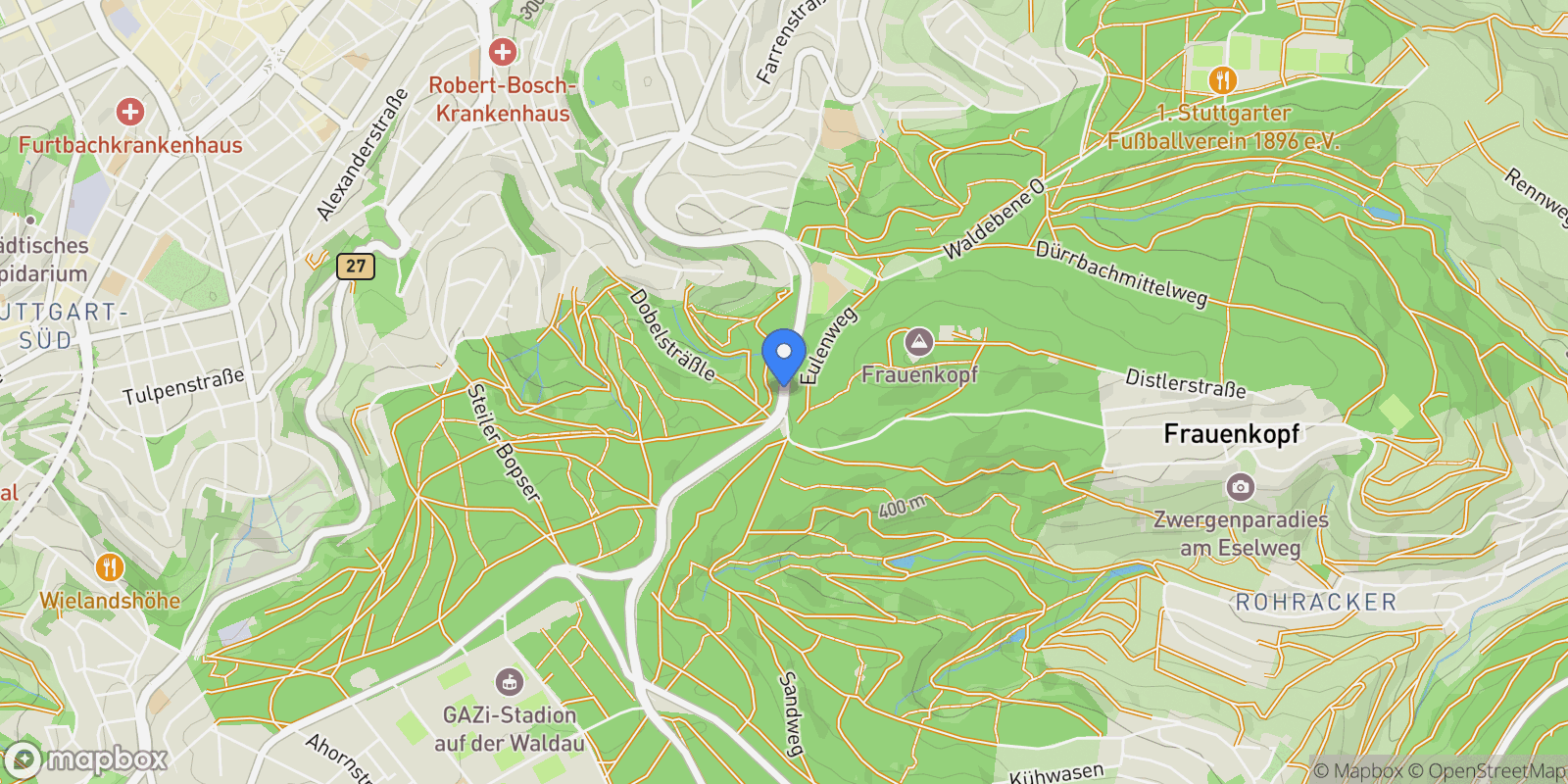 Map showing Stuttgart, Baden-Württemberg, Germany.
