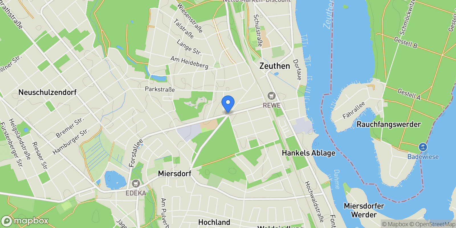 Map showing Zeuthen, Brandenburg, Germany.