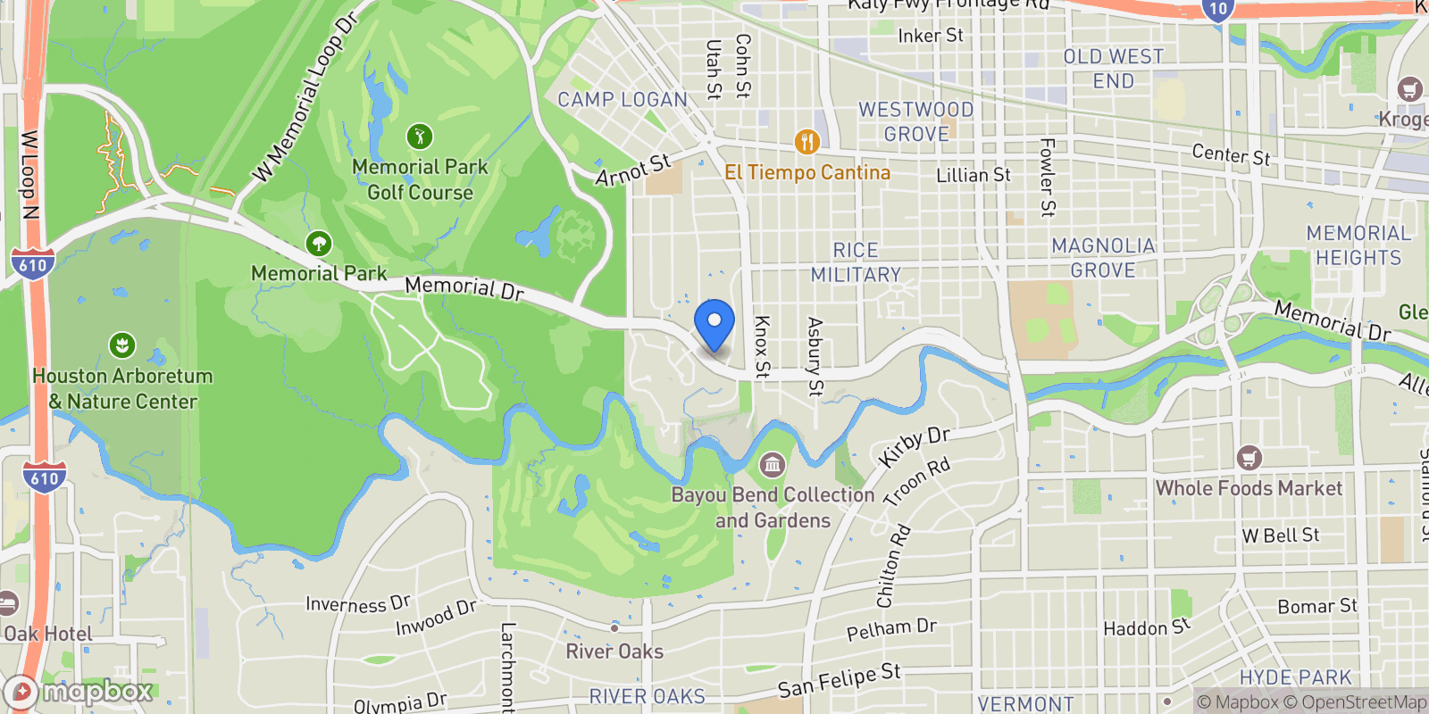 Map showing 6024 Memorial Drive, Houston, Texas, United States.