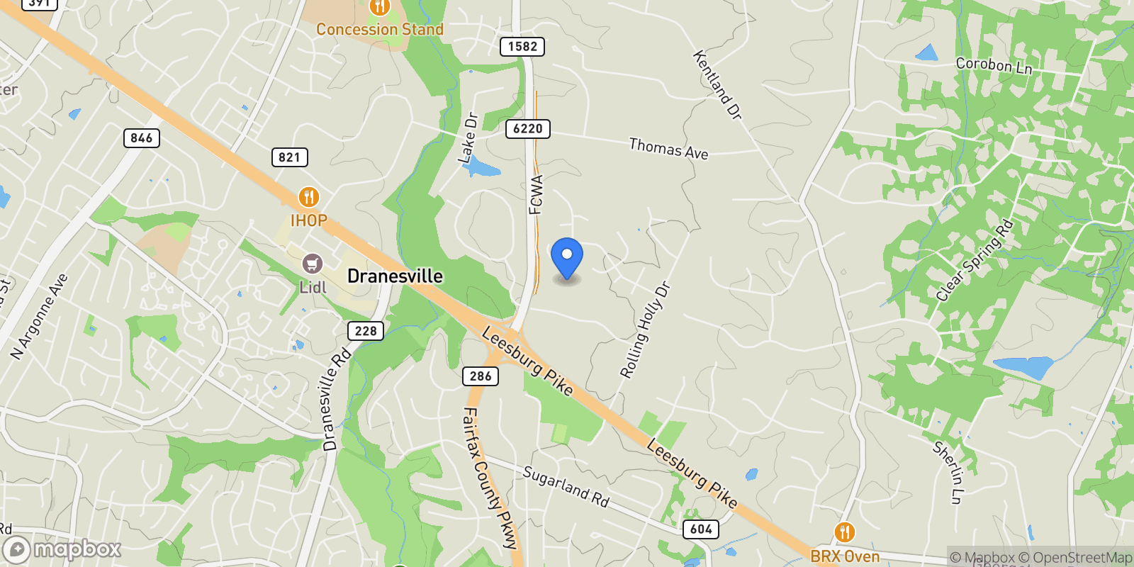 Map showing 933 HOLLY CREEK DR, GREAT FALLS, VA, 22066, USA, Great Falls, Virginia, United States.