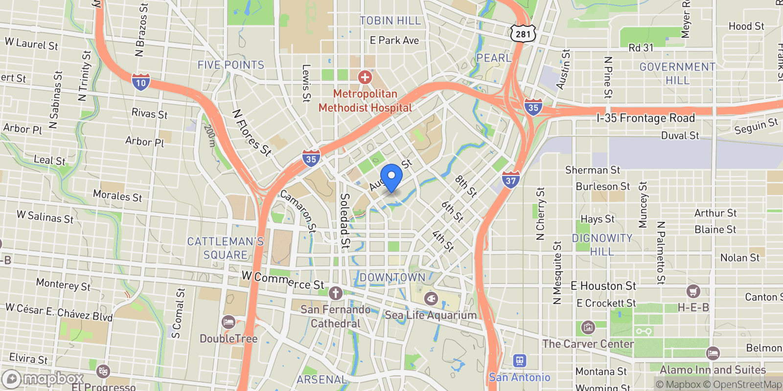 Map showing 123 Lexington Ave #1703, San Antonio, TX 78205, San Antonio, Texas, United States.