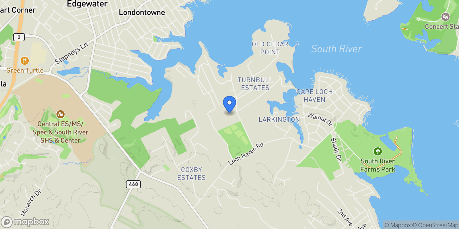 Map showing 3410 POCAHONTAS DR, EDGEWATER, MD, 21037, USA, Edgewater, Maryland, United States.