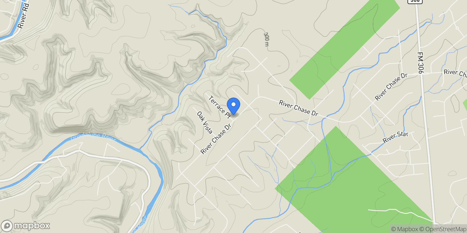 Map showing 1188 River Chase, New Braunfels, TX 78132, New Braunfels, Texas, United States.