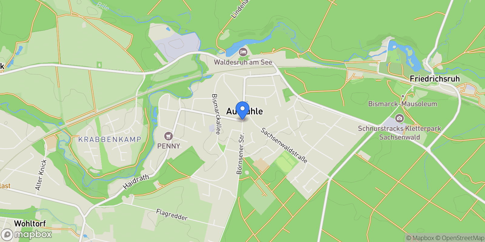 Map showing Aumühle, Schleswig-Holstein, Germany.