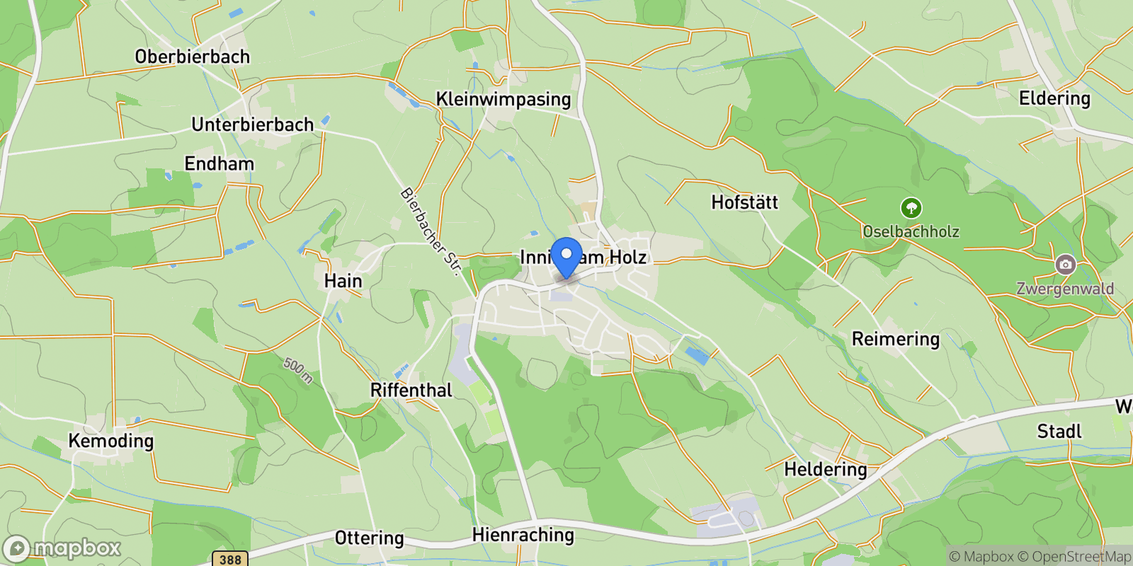 Map showing Inning am Holz, Bavaria, Germany.